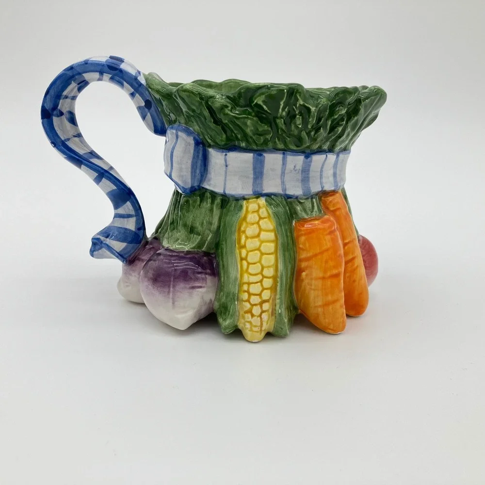 Fitz and Floyd Vegetable Garden Basket Creamer 10 oz Multicolor Vintage 1995